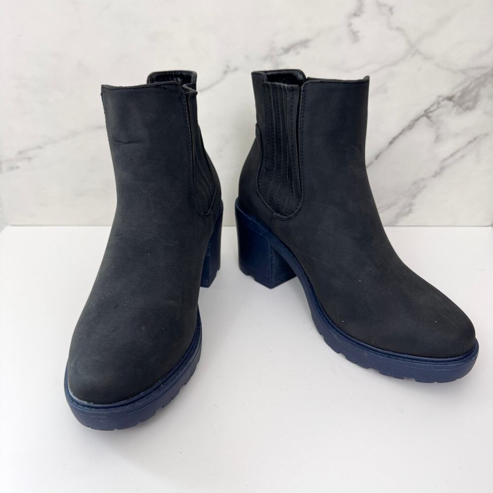 Just Fab JF Womens Chelsea Ankle Boots Size 9 Water Resistant Winter Vegan Black